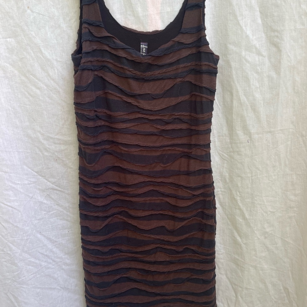 Free People Black and Brown Textured Mini Dress